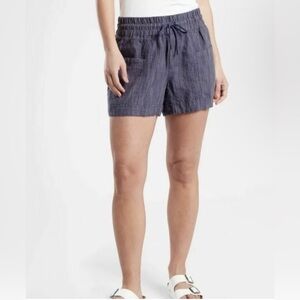 Athleta Cabo Linen Shorts 4” Inseam Long Blue 2 Beach Vacation Resortwear Casual